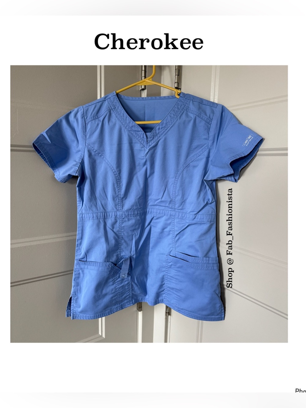 Cherokee Blue Scrub Top small